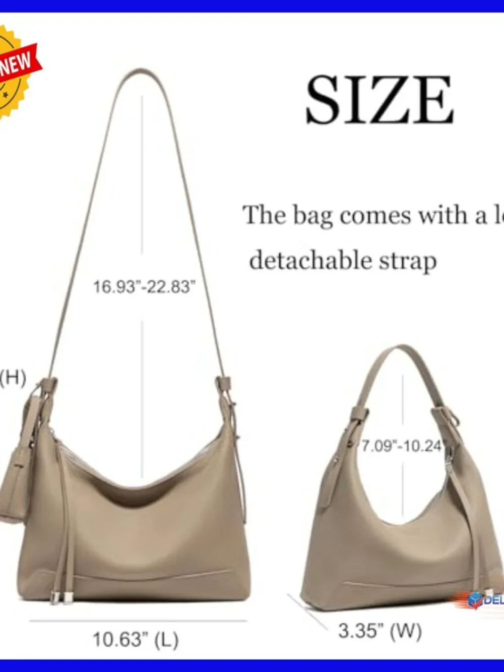 Genuine Leather Hobo Bag Slouchy Crescent Shoulder Crossbody Purse with Mini